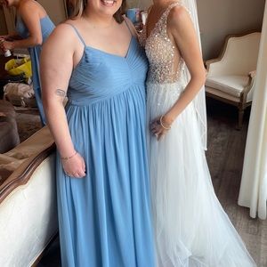 Azazie Steel Blue “Alia” Bridesmaid Dress